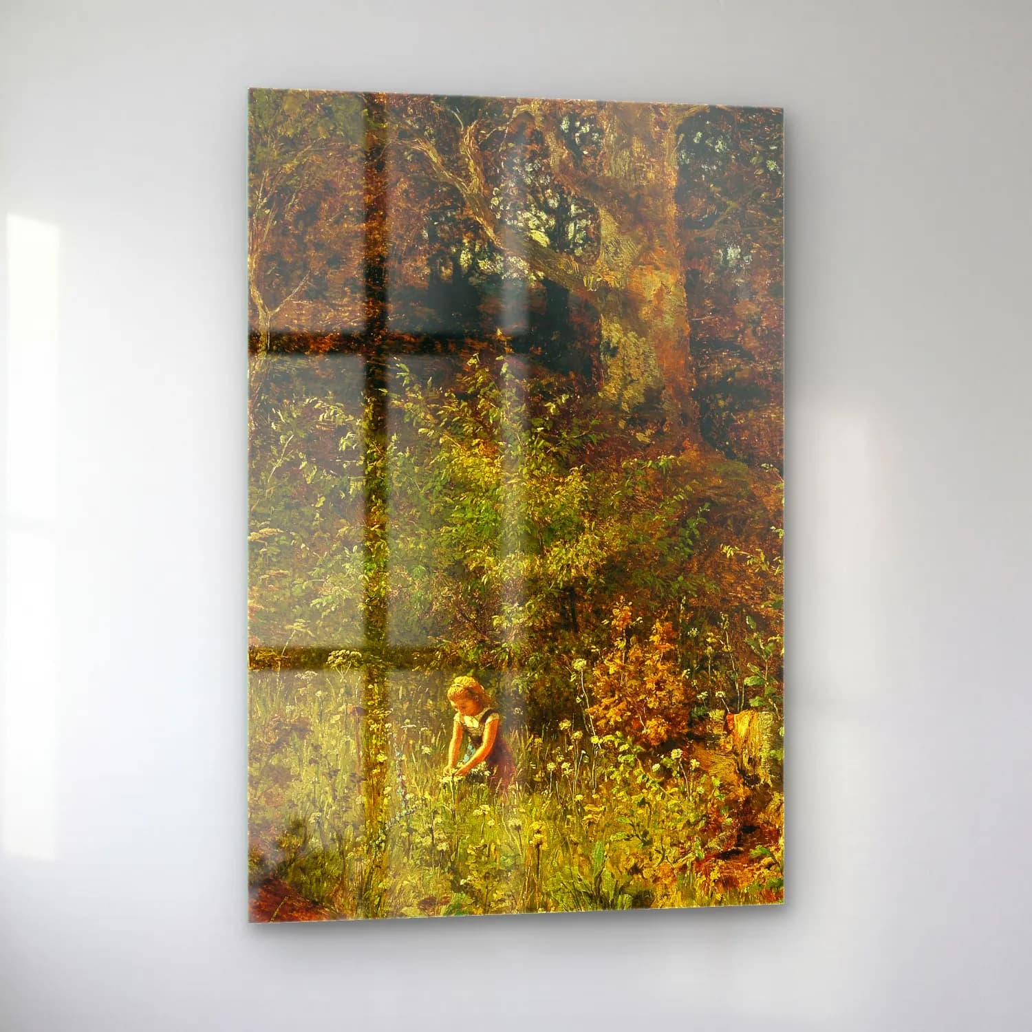 Olga Wisinger-Florian – A girl gathering flowers in a forest glade cam tablo — sol açıdan görünüm