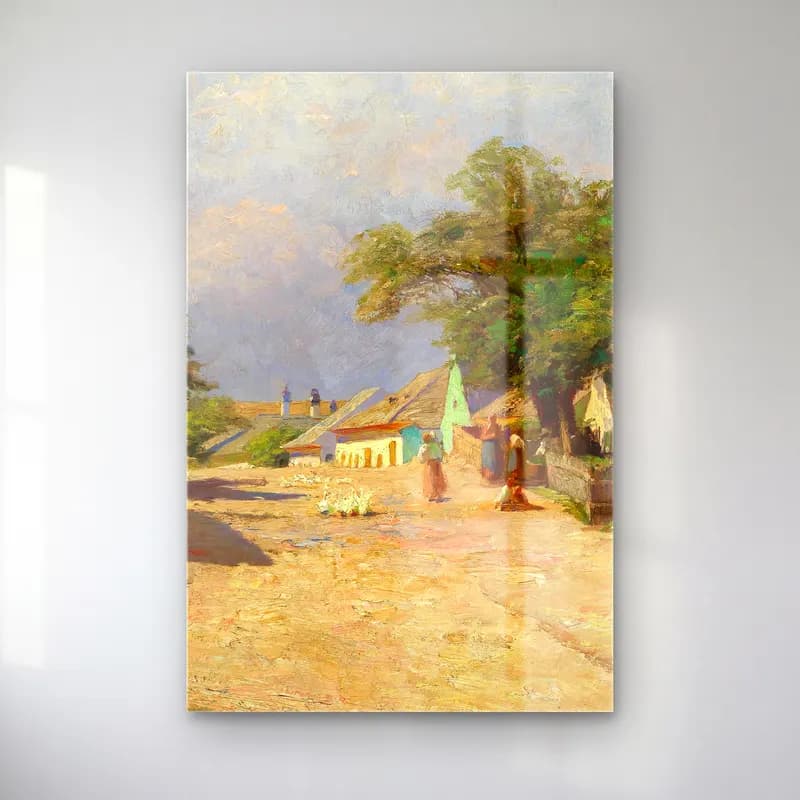 Olga Wisinger-Florian – A village road in the summer midday sun cam tablo — Olga Wisinger-Florian – A village road in the summer midday sun — yağlı boya köy sokağı