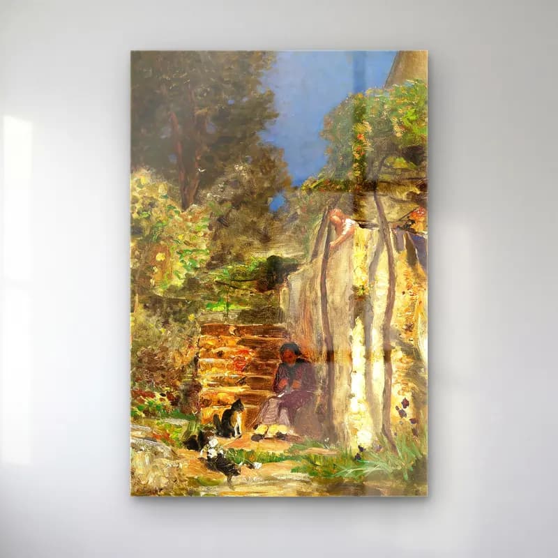 Olga Wisinger-Florian – Kittens playing in a southern landscape cam tablo — Olga Wisinger-Florian – Kittens playing in a southern landscape — empresyonist merdiven