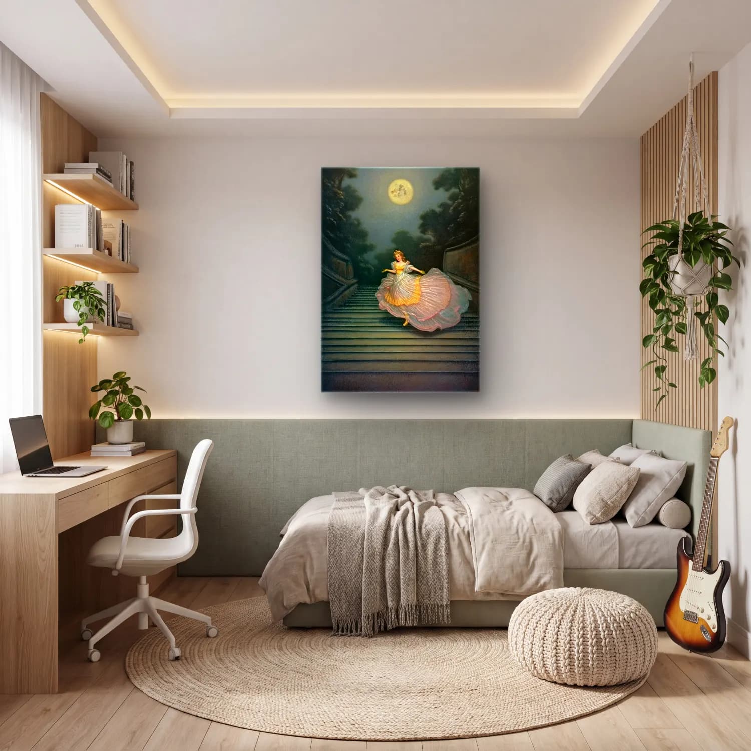 Yağlı Boya Balerin – Pastel Tonlar cam tablo — genç odasında