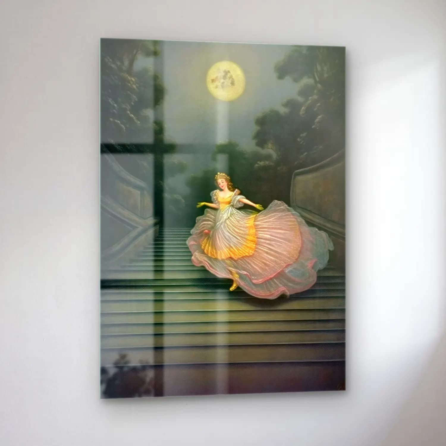 Yağlı Boya Balerin – Pastel Tonlar cam tablo — sol açıdan görünüm