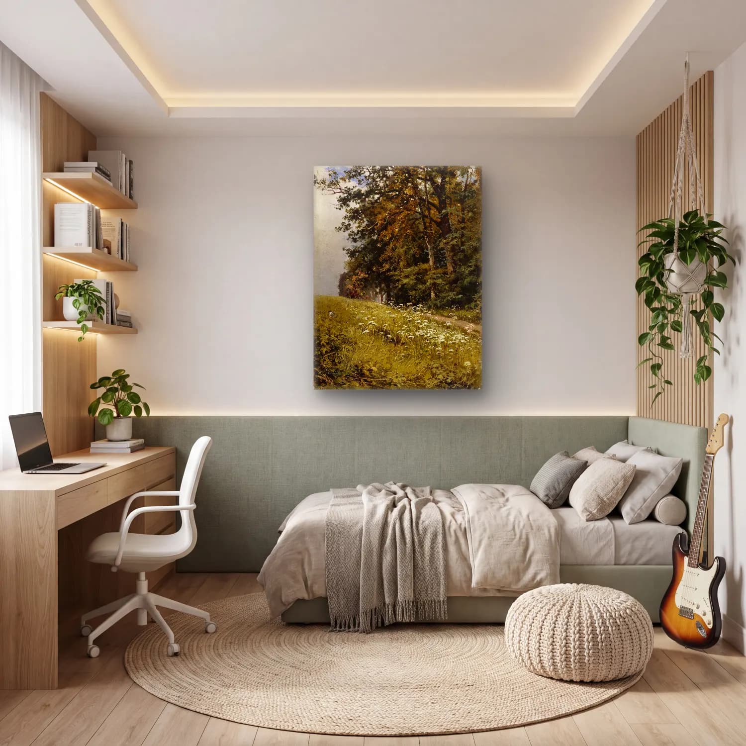 Yağlı Boya Çiçek Bahçesi No. 7 cam tablo — genç odasında