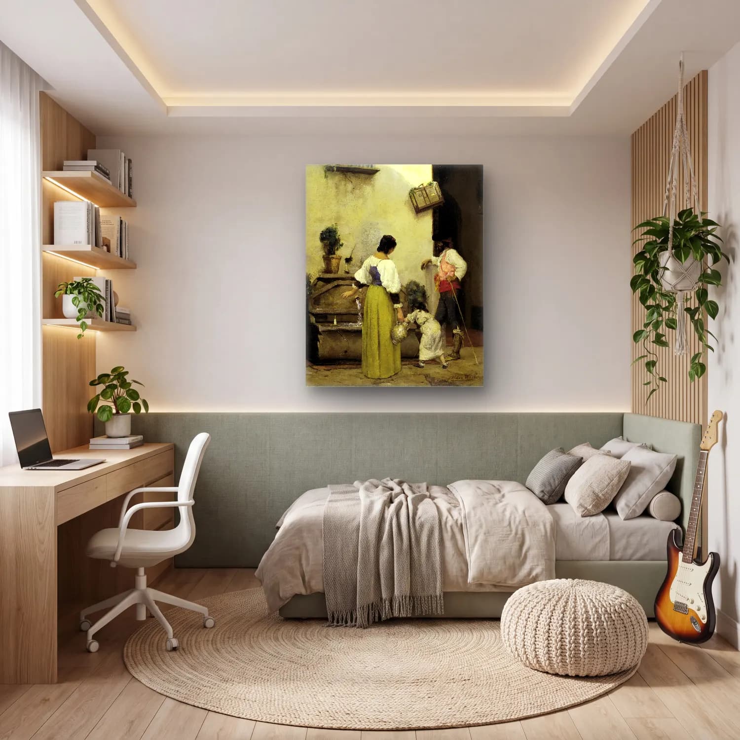 Yağlı Boya Anne ve Çocuk No. 15 cam tablo — genç odasında