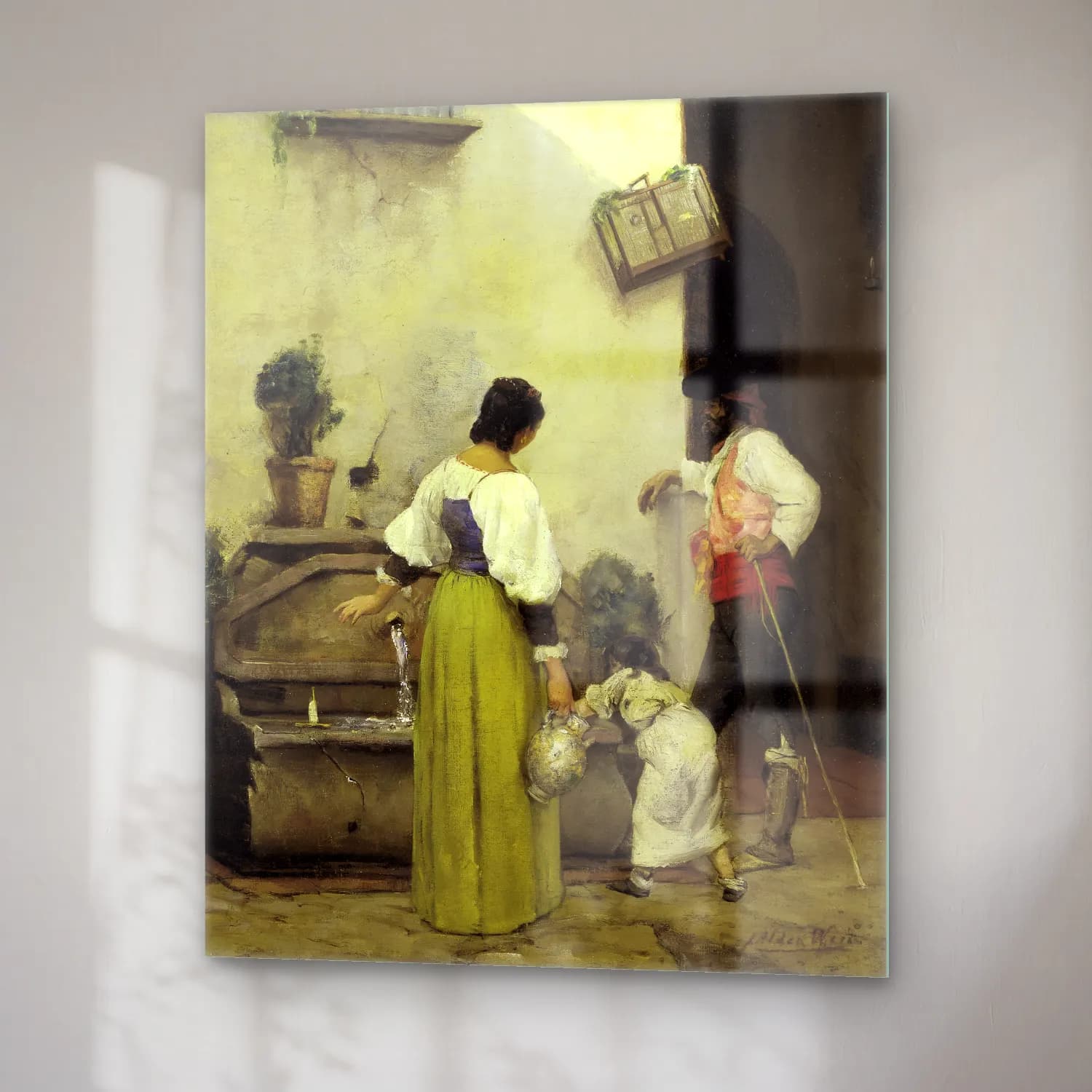 Yağlı Boya Anne ve Çocuk No. 15 cam tablo — sağ açıdan görünüm
