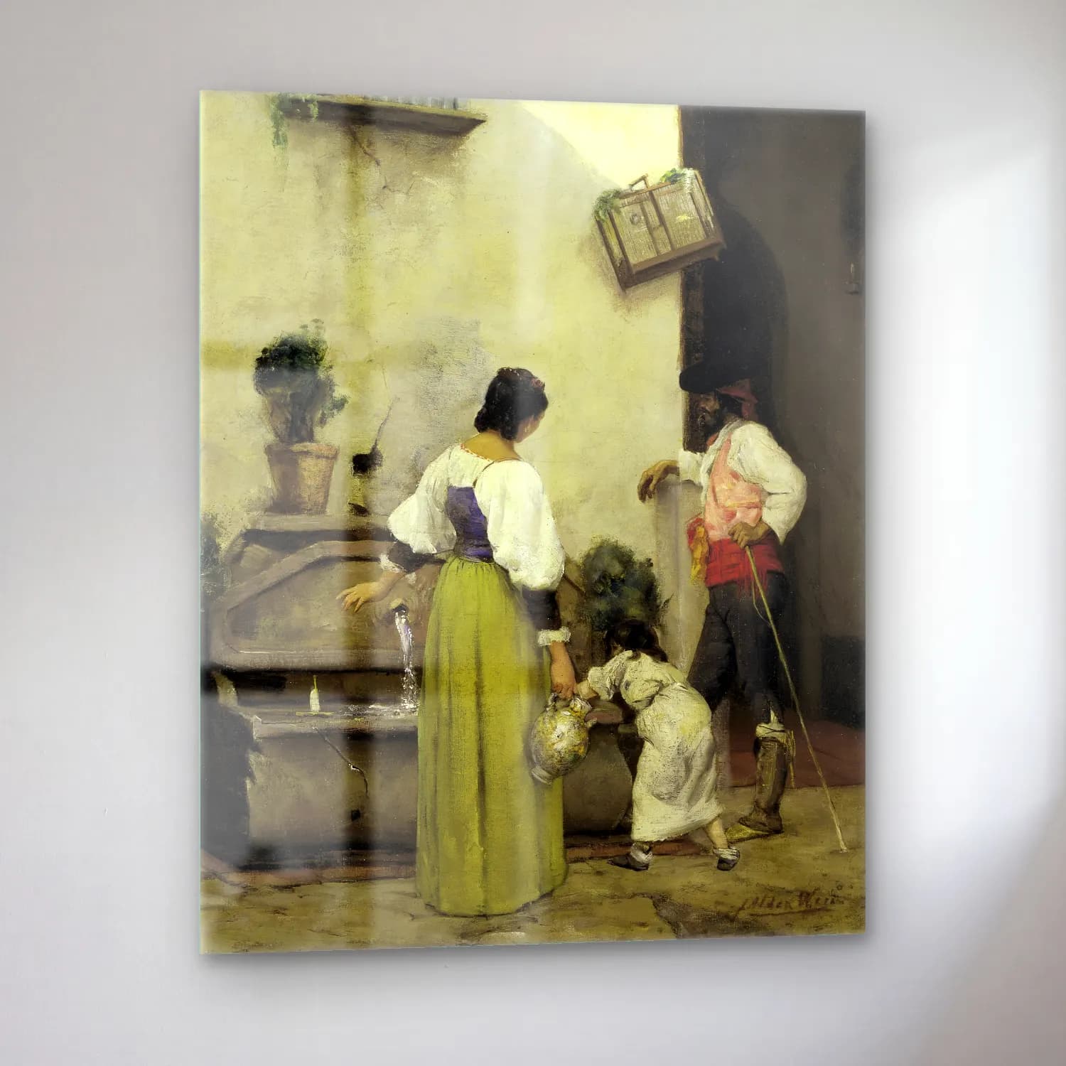 Yağlı Boya Anne ve Çocuk No. 15 cam tablo — sol açıdan görünüm