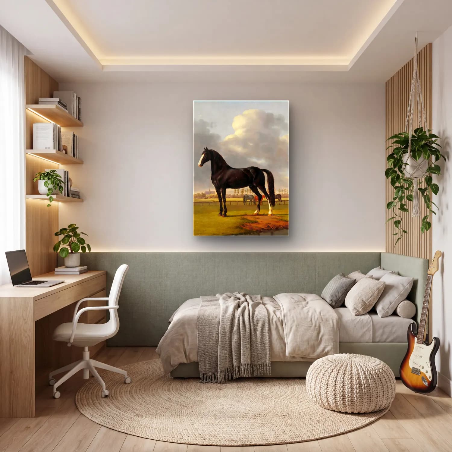 Yağlı Boya At No. 12 cam tablo — genç odasında