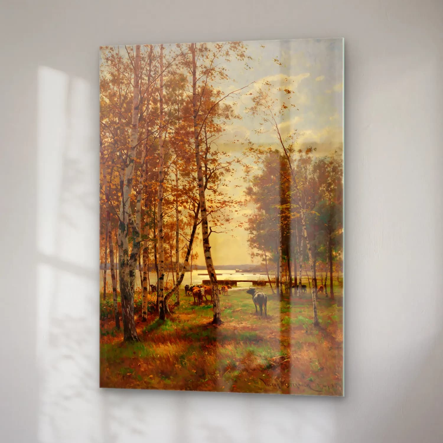 Yağlı Boya Kırda Nehir No. 82 cam tablo — sağ açıdan görünüm