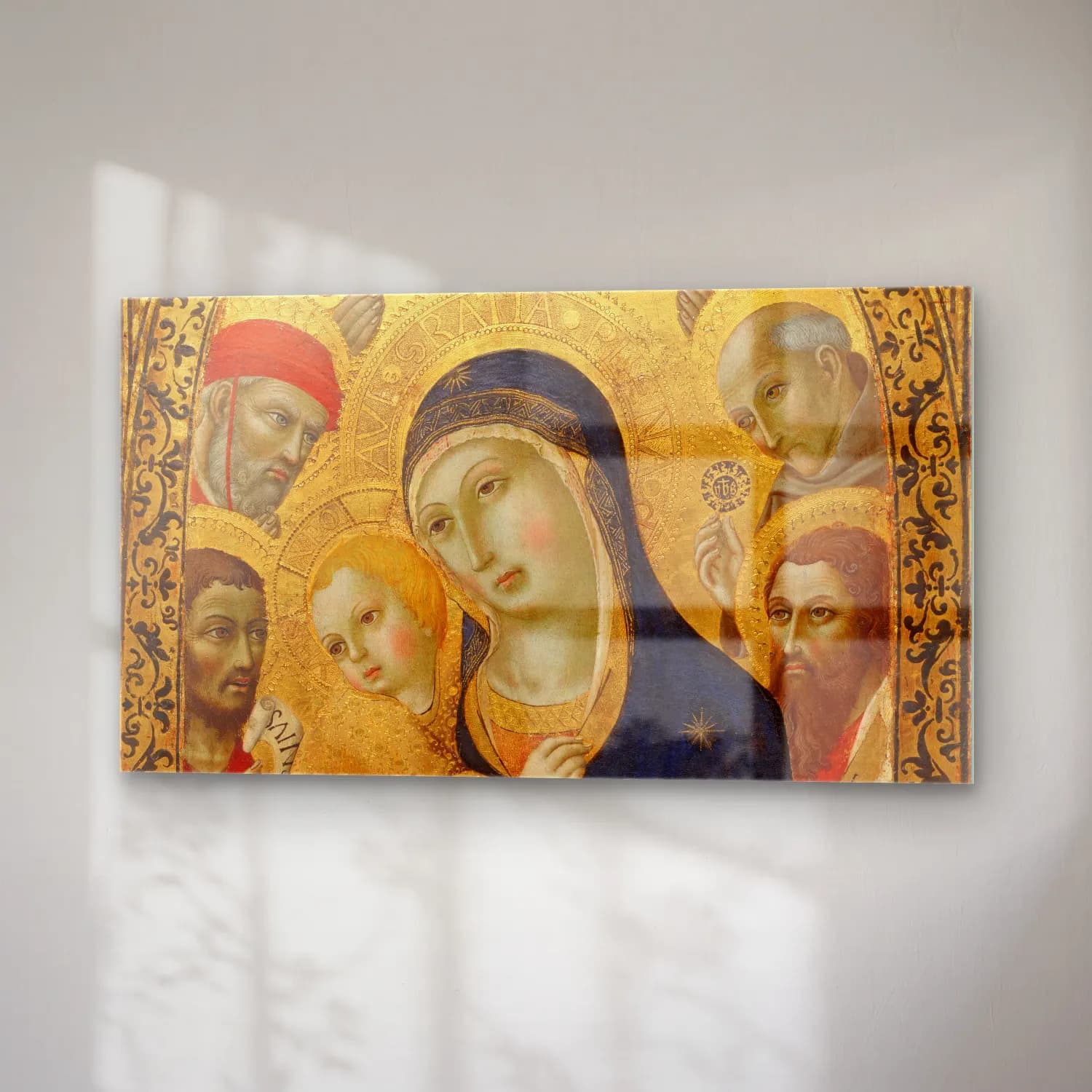 Sano di Pietro – Madonna and Child with Saints Jerome, John the Baptist,… cam tablo — sağ açıdan görünüm