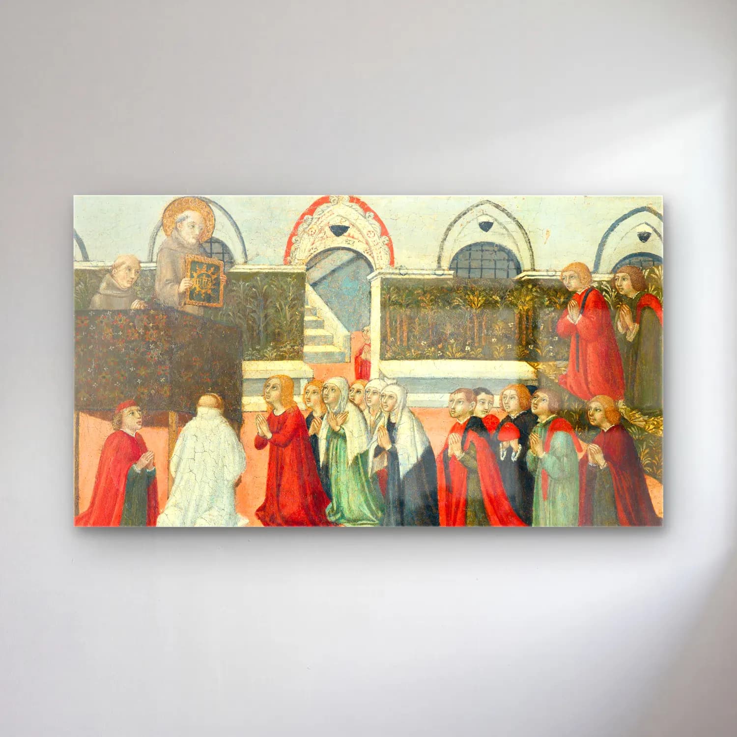 Sano di Pietro – The Preaching of Saint Bernardino cam tablo — Sano di Pietro – The Preaching of Saint Bernardino — vintage dini sahne