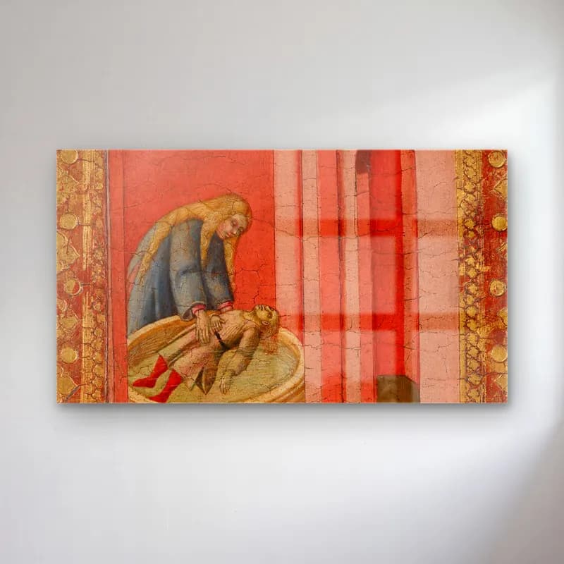 Sano di Pietro – The miracle of Saint Bernardino of Siena and the revival of… cam tablo — Sano di Pietro – The miracle of Saint Bernardino of Siena and the revival of… — yağlı boya dini sahne