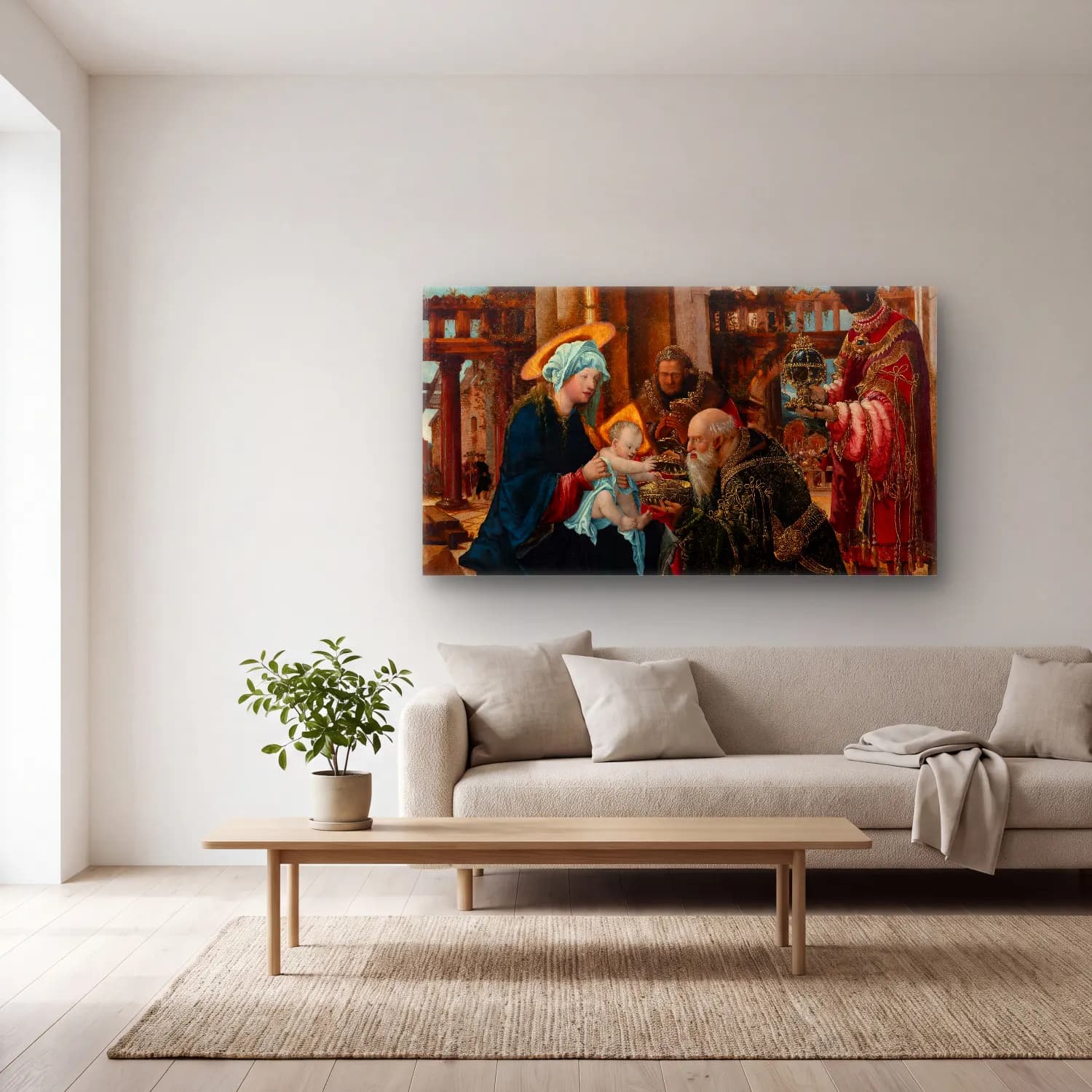 Albrecht Altdorfer – The Adoration of the Magi (ca. 1530 – 1535) cam tablo — açık renk salonda