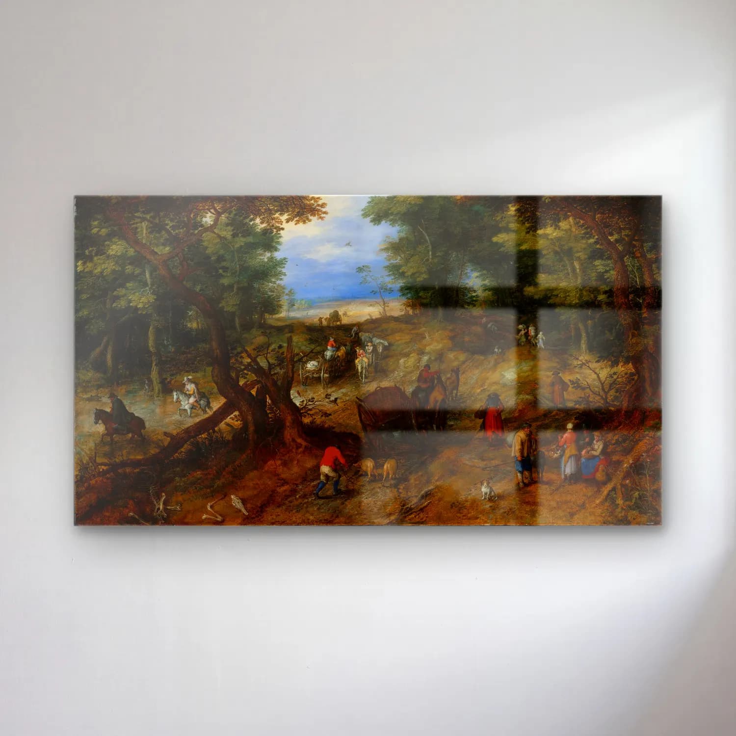 Jan Brueghel The Elder – A Woodland Road with Travelers cam tablo — Jan Brueghel The Elder – A Woodland Road with Travelers — yağlı boya savaş sahnesi