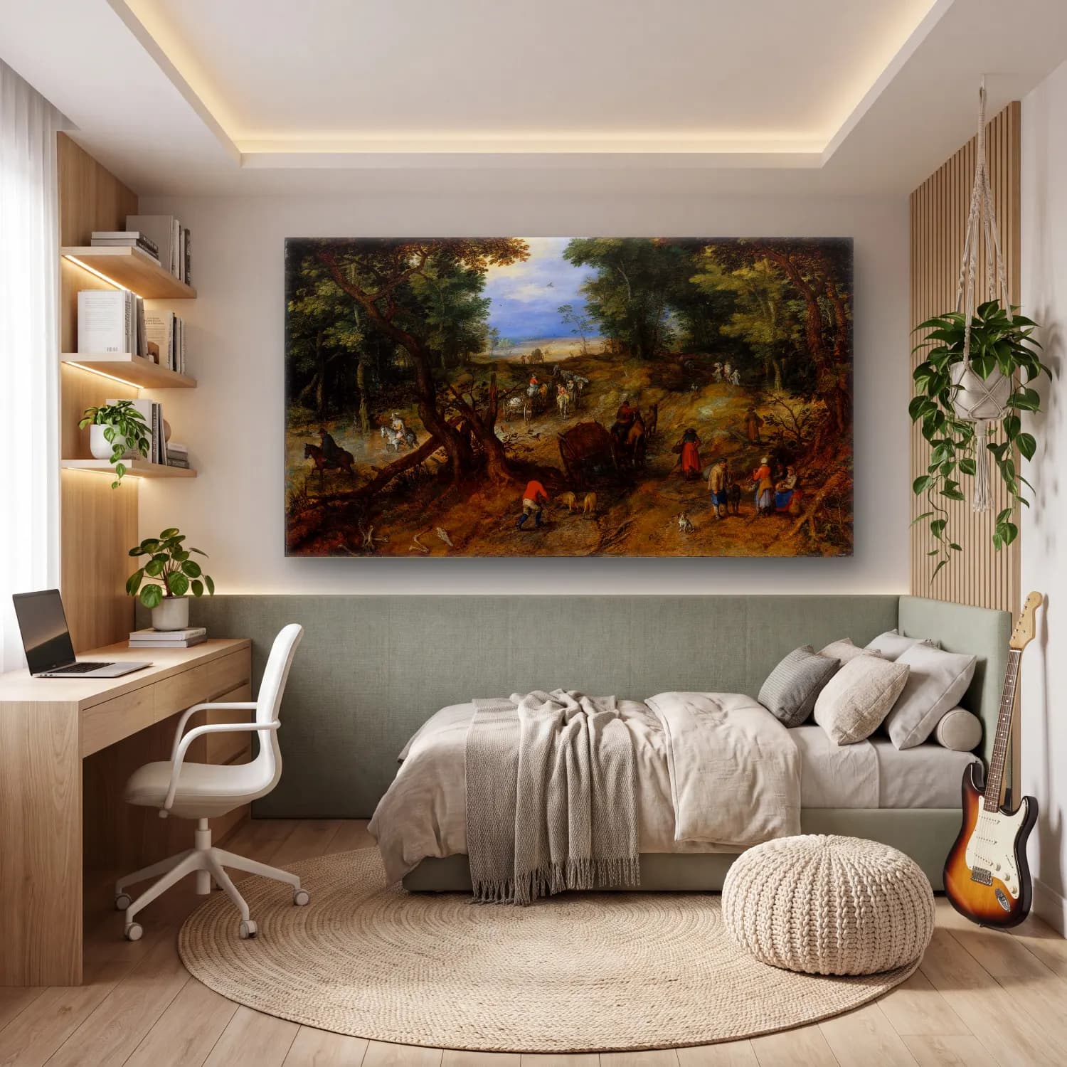 Jan Brueghel The Elder – A Woodland Road with Travelers cam tablo — genç odasında