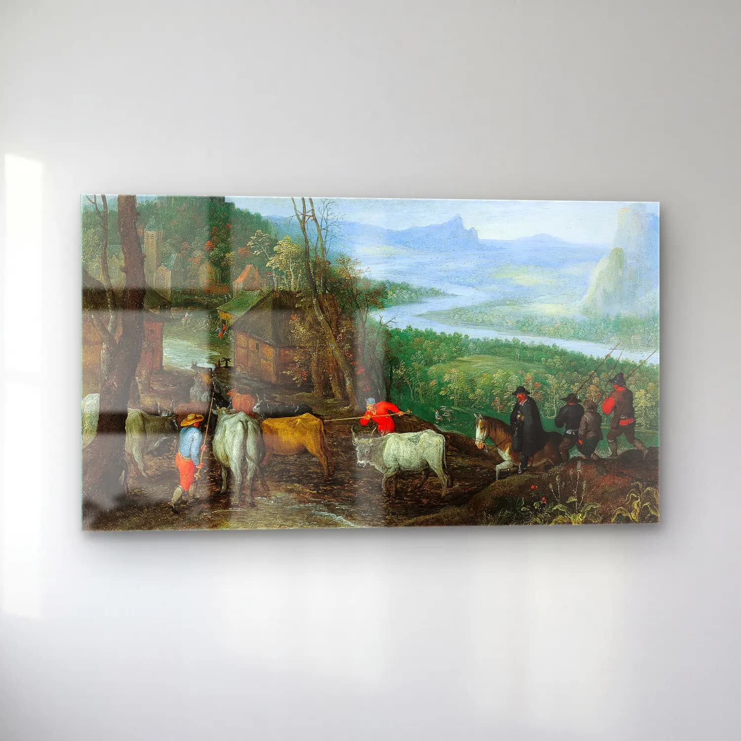 Jan Brueghel The Elder – A landscape with herdsmen driving cattle to a village cam tablo — sol açıdan görünüm