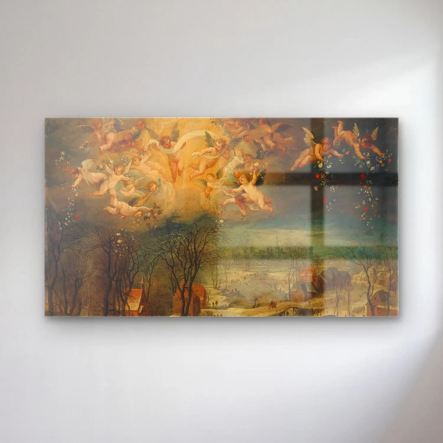 Jan Brueghel The Elder – A winter landscape with villagers gathering wood cam tablo — Jan Brueghel The Elder – A winter landscape with villagers gathering wood — yağlı boya dini sahne