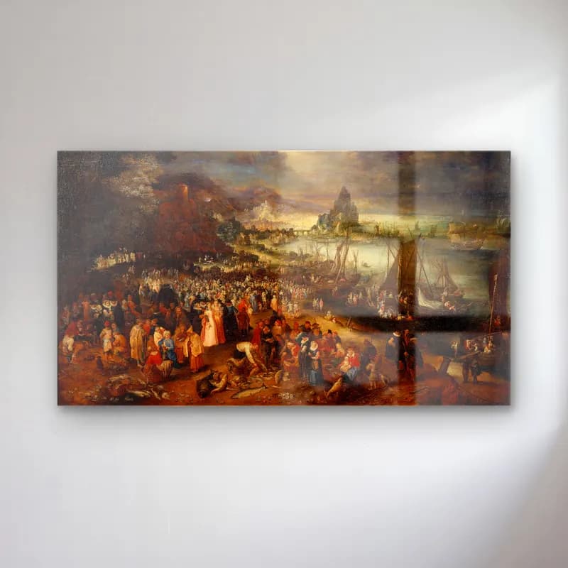 Jan Brueghel The Elder – Christ Preaching from the Boat cam tablo — Jan Brueghel The Elder – Christ Preaching from the Boat — yağlı boya dini sahne