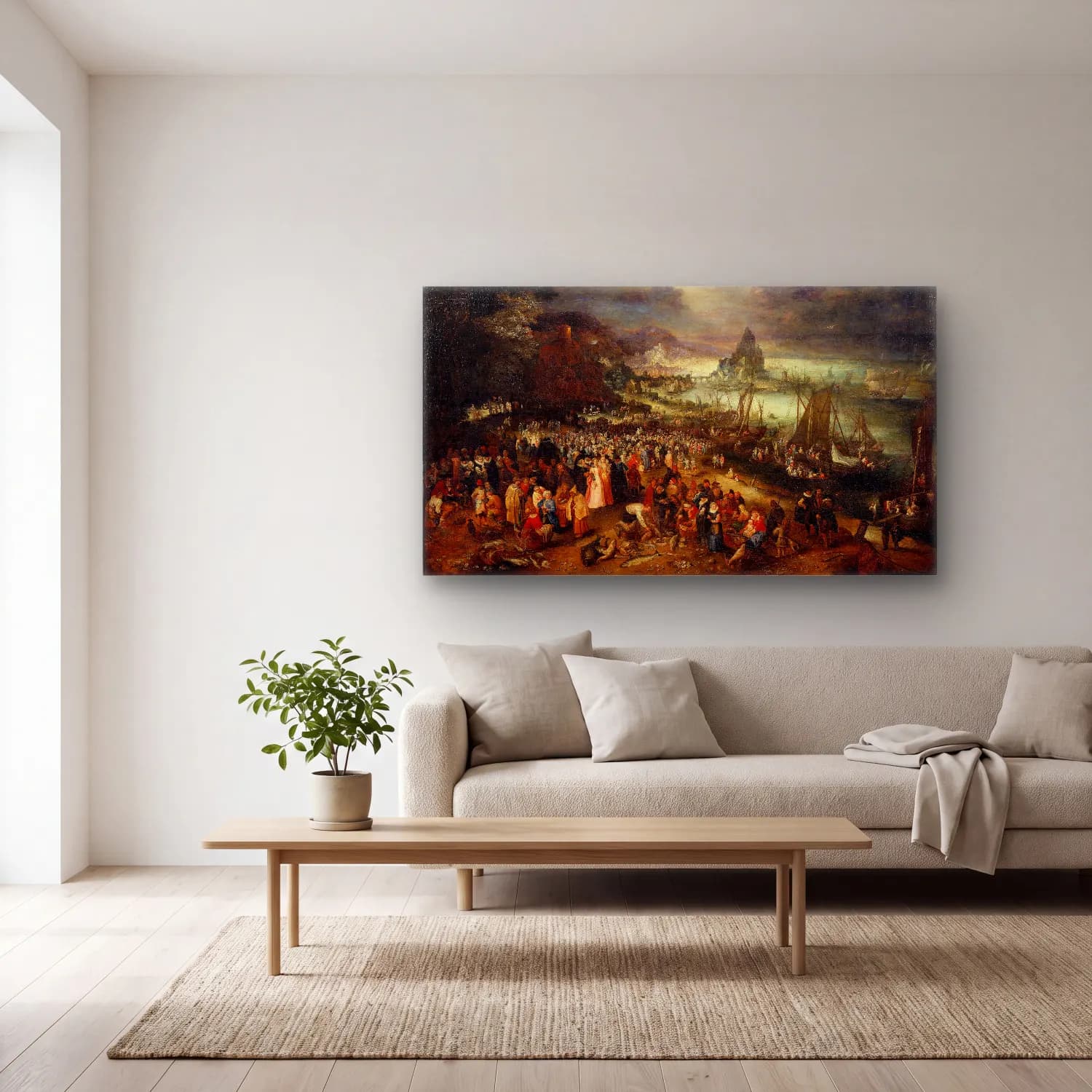 Jan Brueghel The Elder – Christ Preaching from the Boat cam tablo — açık renk salonda