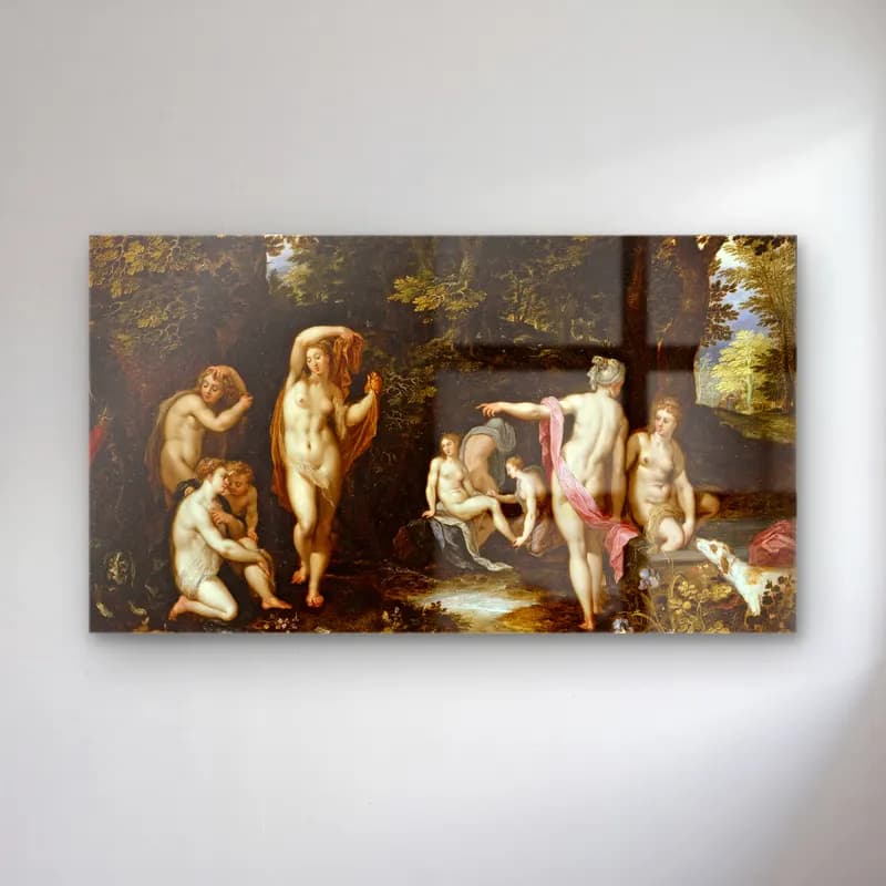 Jan Brueghel The Elder – Diana and Actaeon (circa 1600) cam tablo — Jan Brueghel The Elder – Diana and Actaeon (circa 1600) — yağlı boya mitolojik sahne
