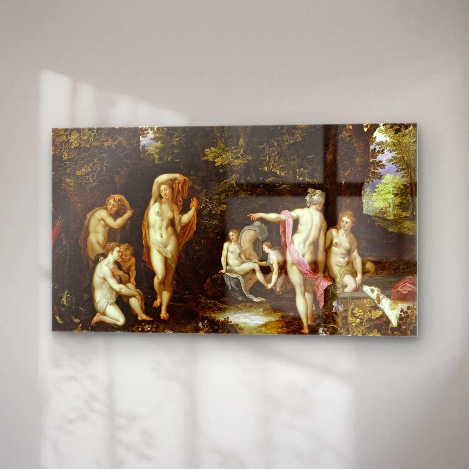 Jan Brueghel The Elder – Diana and Actaeon (circa 1600) cam tablo — sağ açıdan görünüm