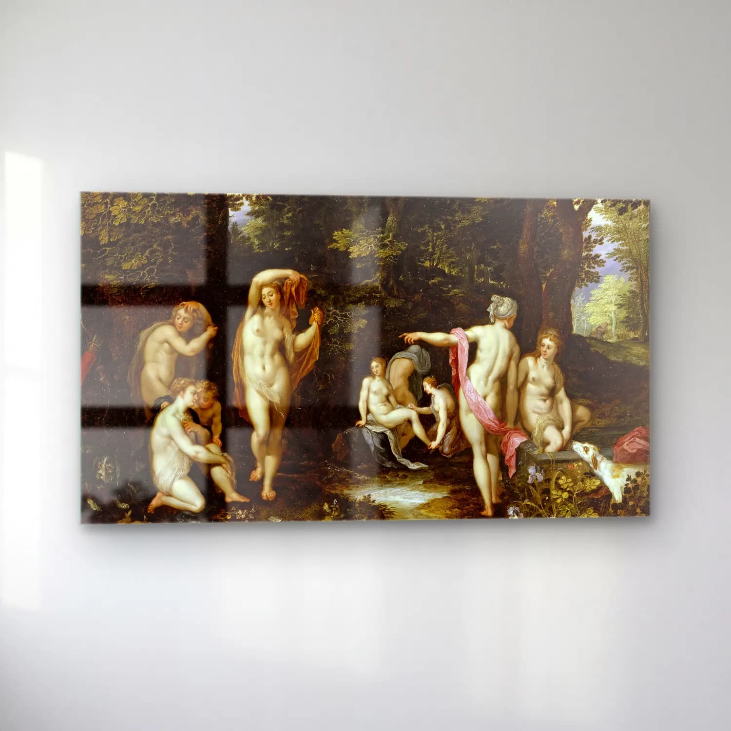 Jan Brueghel The Elder – Diana and Actaeon (circa 1600) cam tablo — sol açıdan görünüm