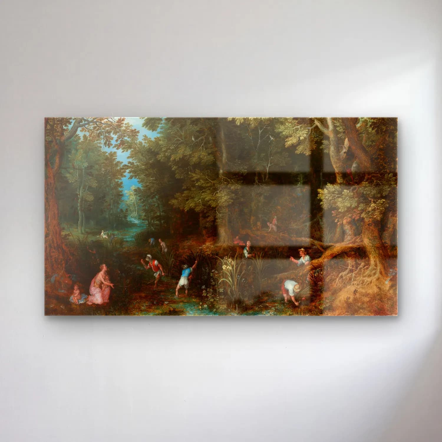 Jan Brueghel The Elder – Latona and the Lycian Peasants cam tablo — Jan Brueghel The Elder – Latona and the Lycian Peasants — yağlı boya kırda nehir