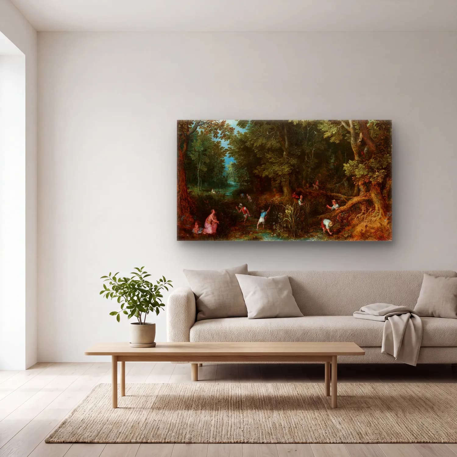 Jan Brueghel The Elder – Latona and the Lycian Peasants cam tablo — açık renk salonda
