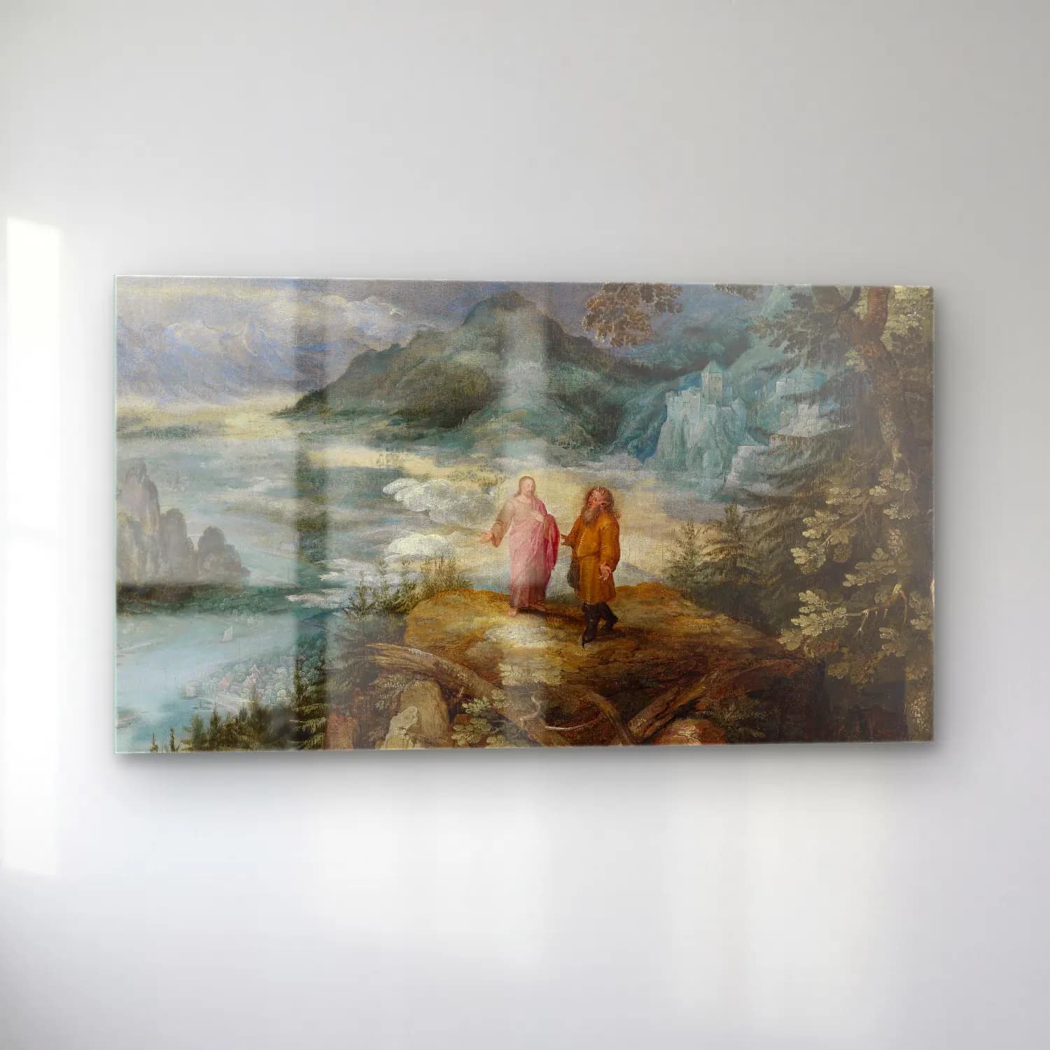 Jan Brueghel The Elder – Mountain Landscape With The Temptation Of Christ cam tablo — sol açıdan görünüm
