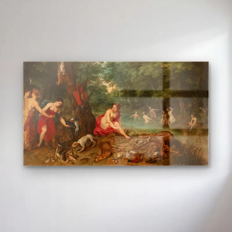 Jan Brueghel The Elder – Nymphs bathing cam tablo — Jan Brueghel The Elder – Nymphs bathing — yağlı boya mitolojik sahne
