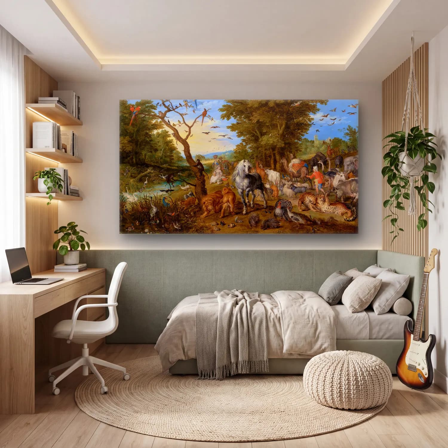 Jan Brueghel The Elder – The Entry of the Animals into Noah’s Ark cam tablo — genç odasında
