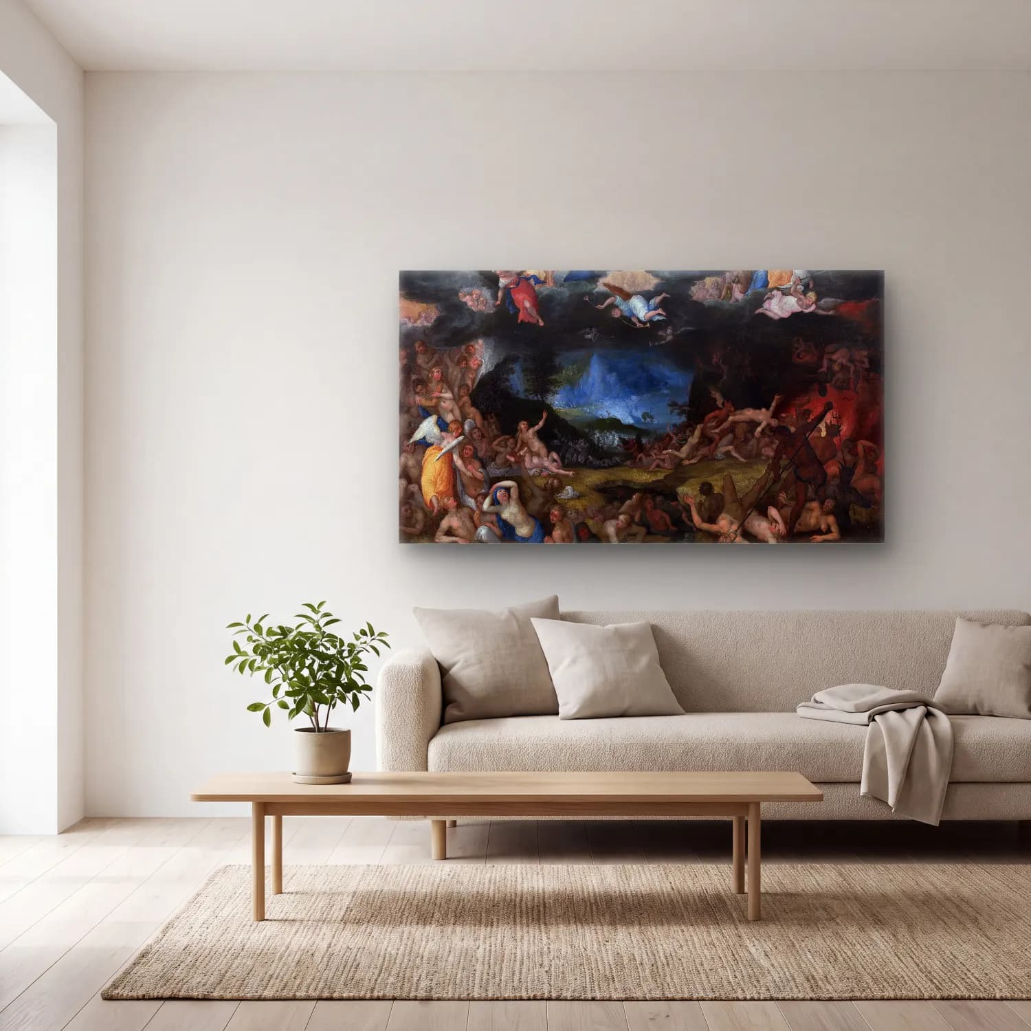 Jan Brueghel The Elder – The Last Judgement – Mavi Tonlar cam tablo — açık renk salonda