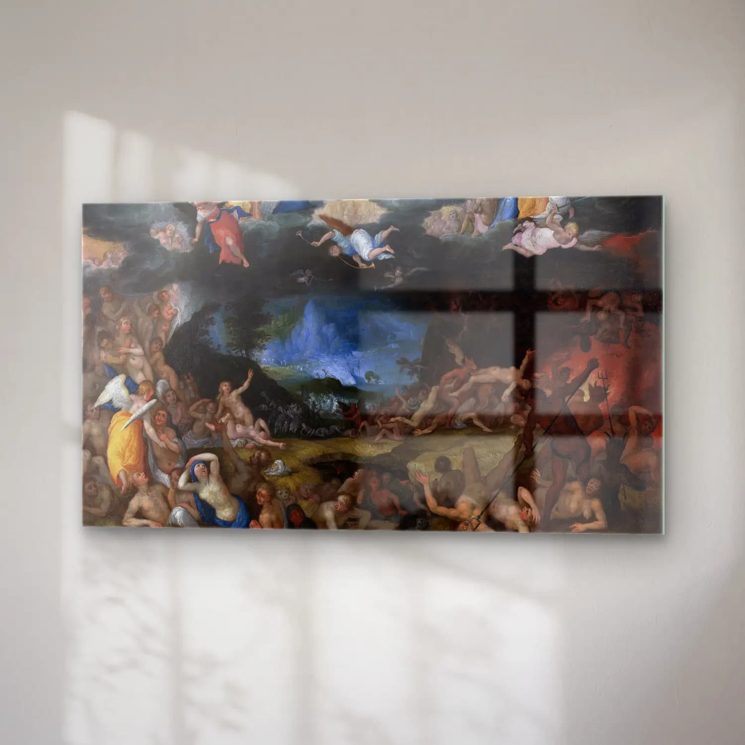 Jan Brueghel The Elder – The Last Judgement – Mavi Tonlar cam tablo — sağ açıdan görünüm