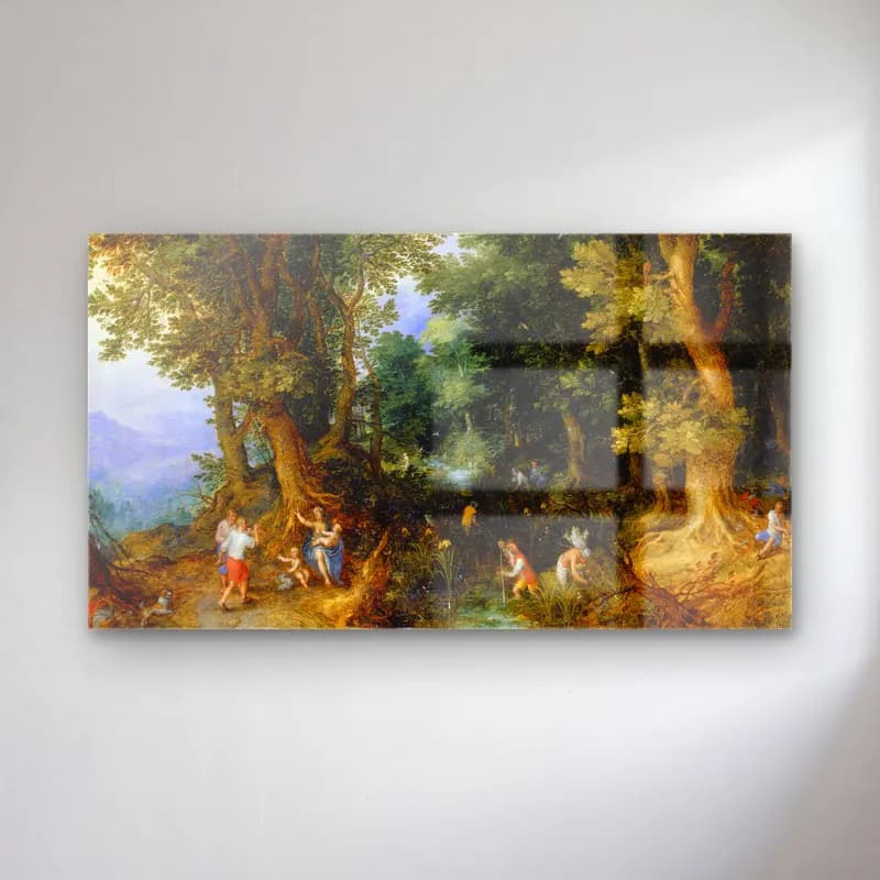 Jan Brueghel The Elder – The Mocking of Latona cam tablo — Jan Brueghel The Elder – The Mocking of Latona — yağlı boya mitolojik sahne