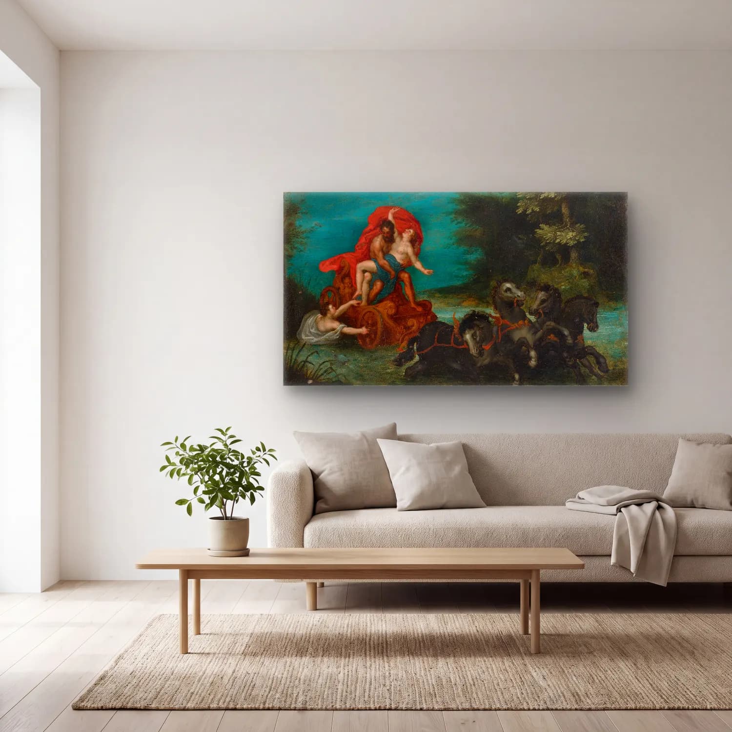 Jan Brueghel The Elder – The Rape Of Proserpina cam tablo — açık renk salonda