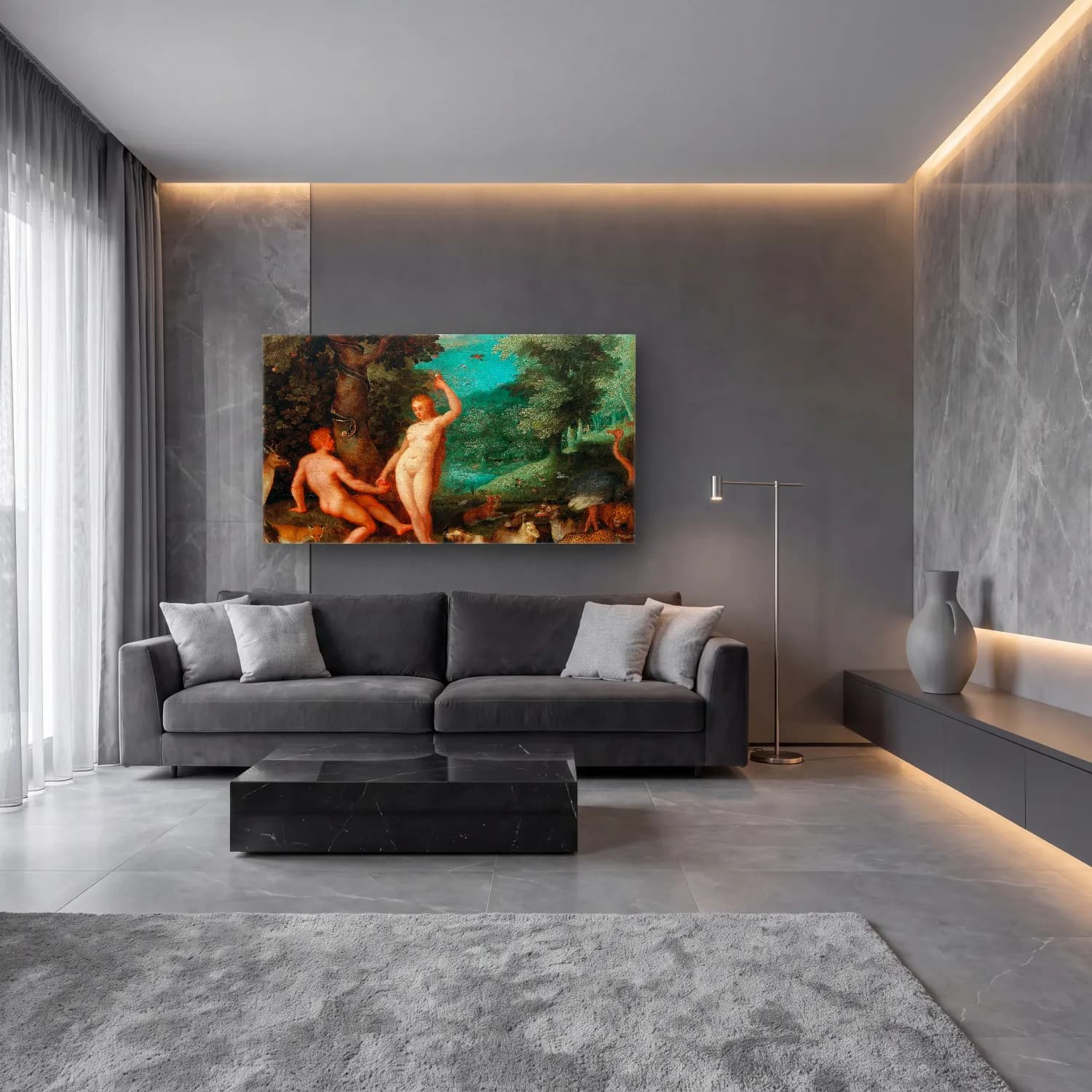 Jan Brueghel The Elder – The Temptation Of Adam In Paradise cam tablo — lüks salon duvarında