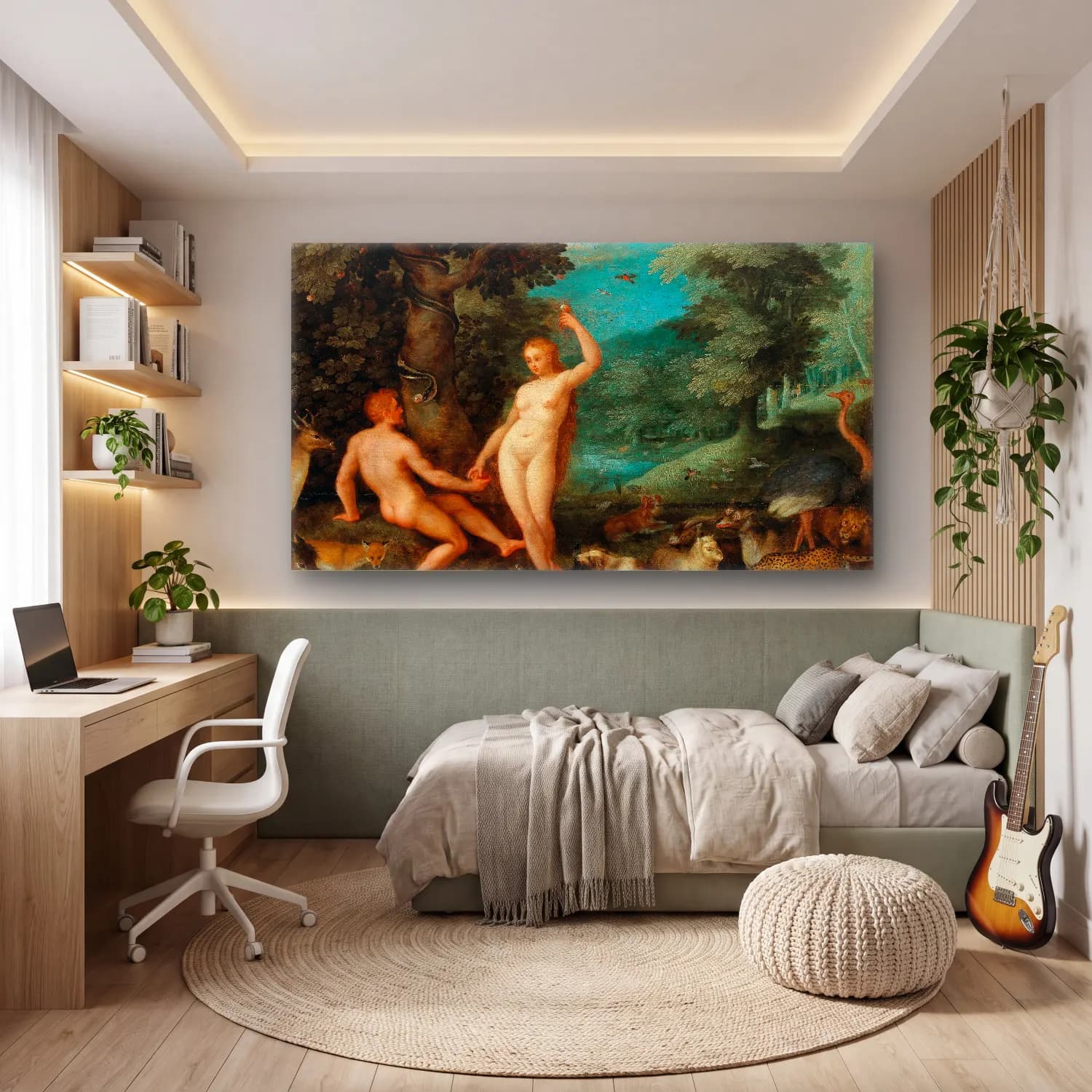 Jan Brueghel The Elder – The Temptation Of Adam In Paradise cam tablo — genç odasında