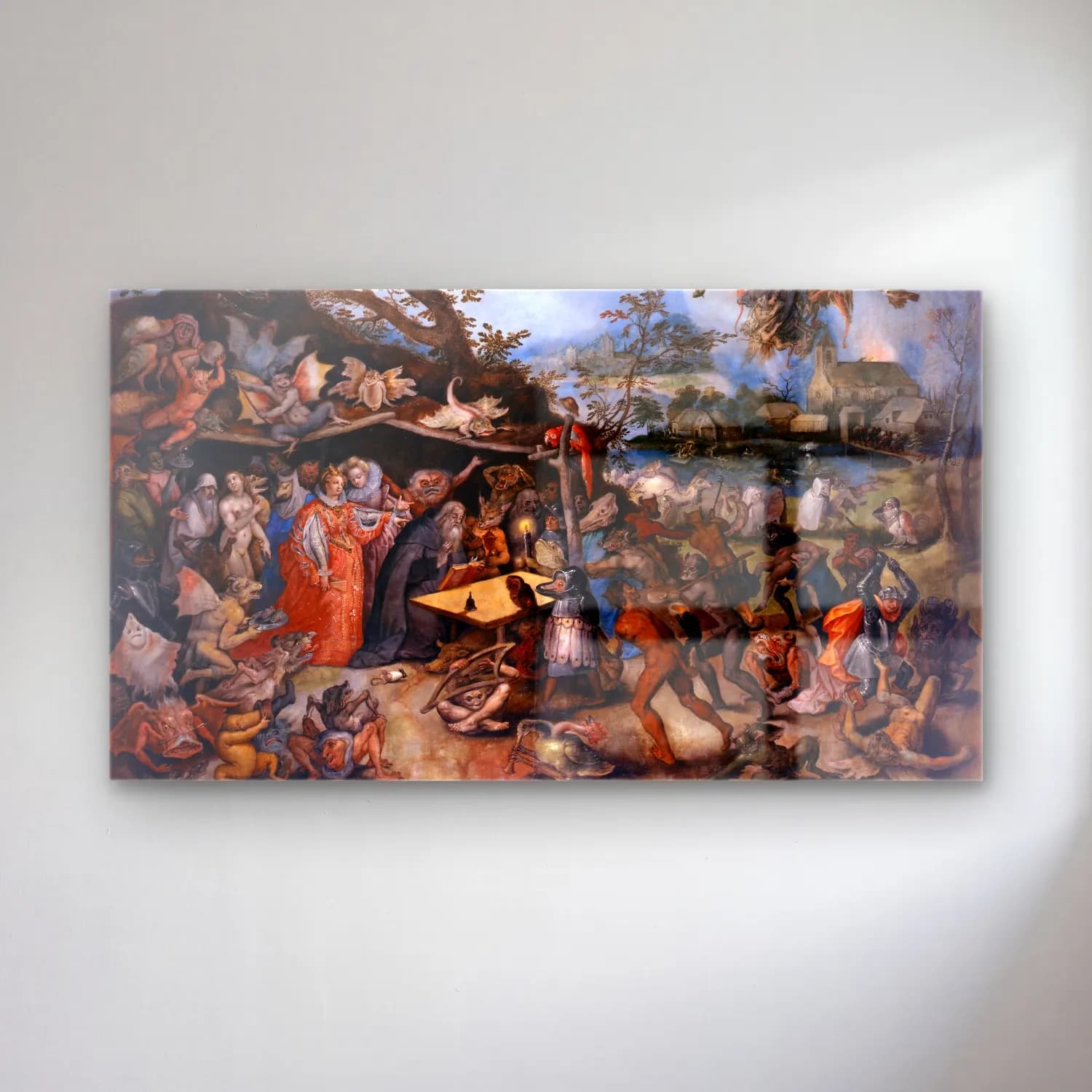 Jan Brueghel The Elder – The Temptation of Saint Anthony cam tablo — Jan Brueghel The Elder – The Temptation of Saint Anthony — yağlı boya mitolojik sahne