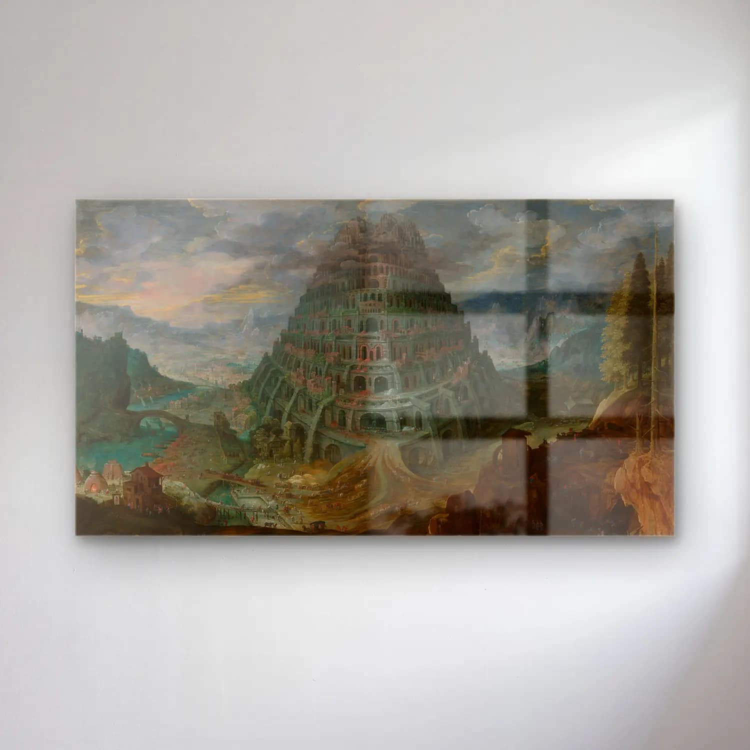 Jan Brueghel The Elder – The Tower of Babel cam tablo — Jan Brueghel The Elder – The Tower of Babel — yağlı boya antik kalıntılar
