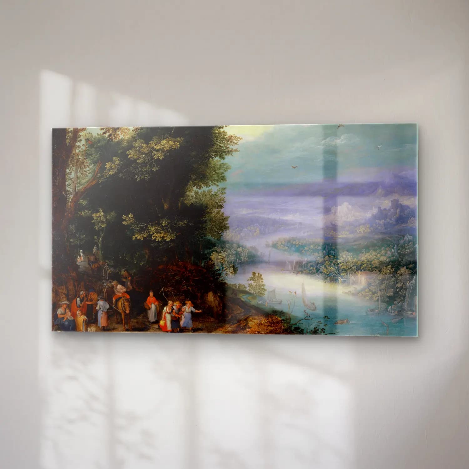Jan Brueghel The Elder – Wooded River Valley with Road cam tablo — sağ açıdan görünüm