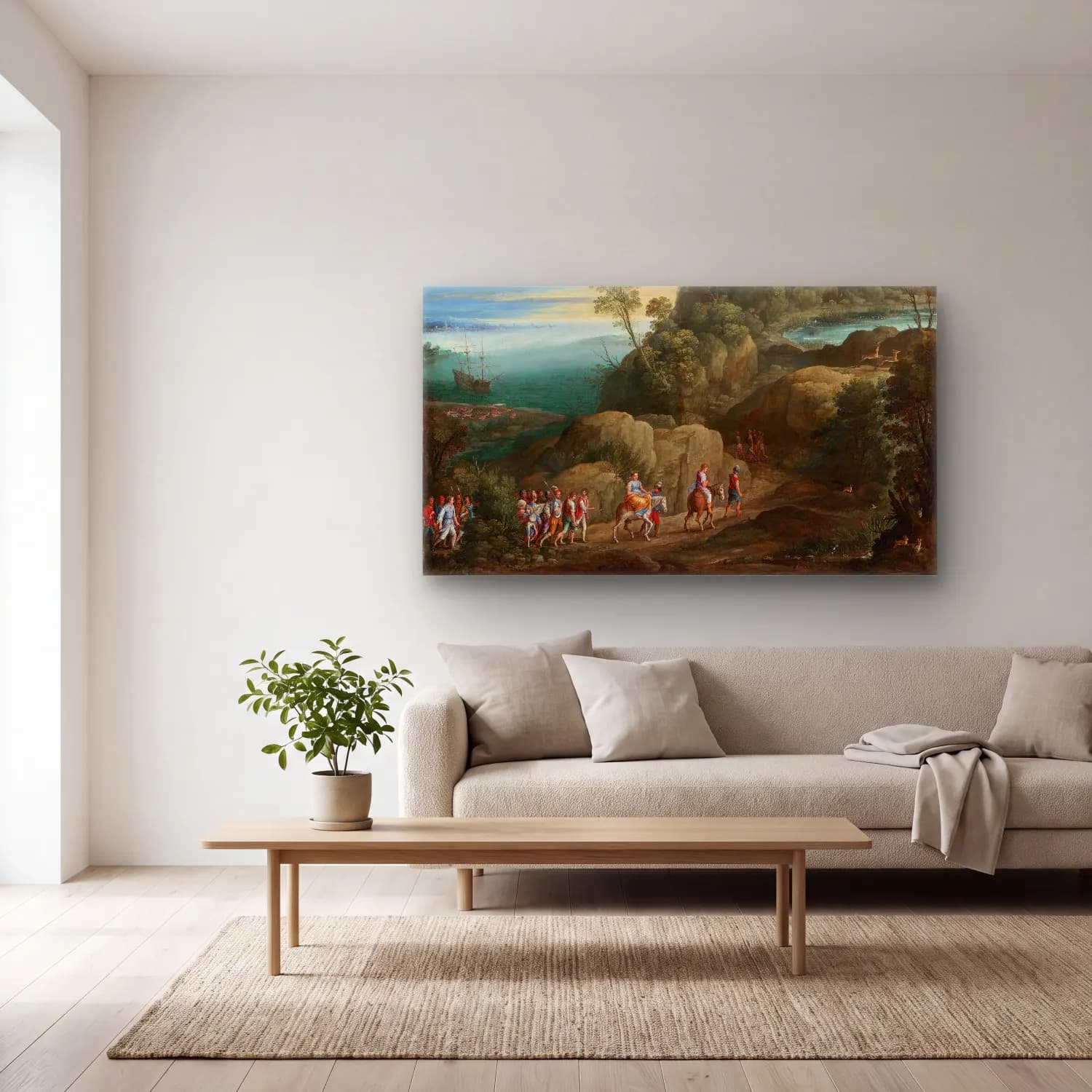 Paul Bril – An Extensive Landscape With Scenes From The Historiae… cam tablo — açık renk salonda