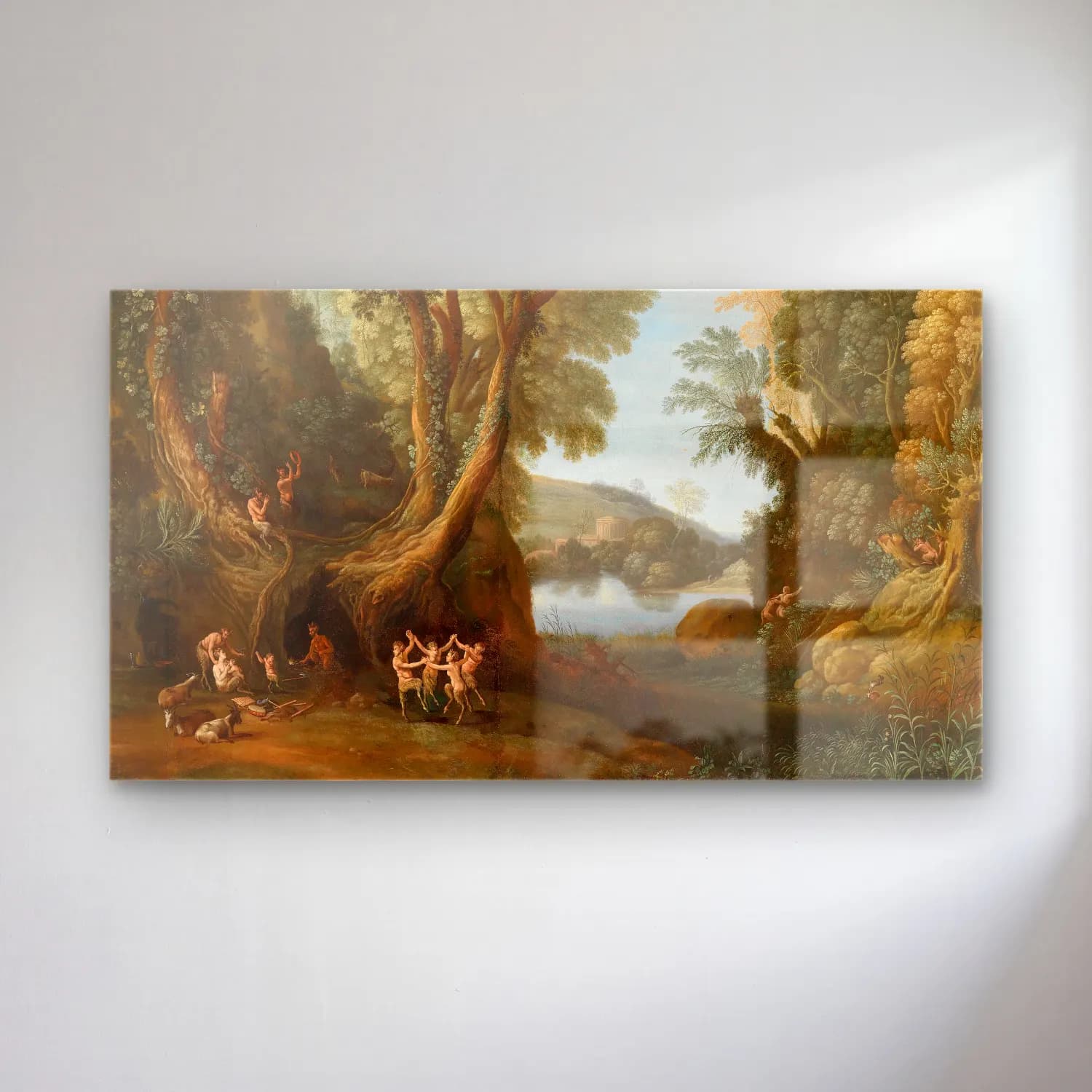 Paul Bril – Fauns in a wooded landscape cam tablo — Paul Bril – Fauns in a wooded landscape — yağlı boya mitolojik sahne
