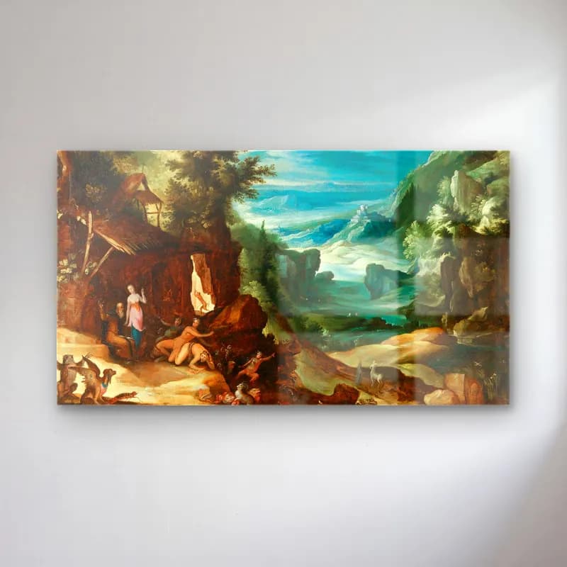 Paul Bril – Landscape with the Temptation of Saint Anthony cam tablo — Paul Bril – Landscape with the Temptation of Saint Anthony — yağlı boya mitolojik sahne