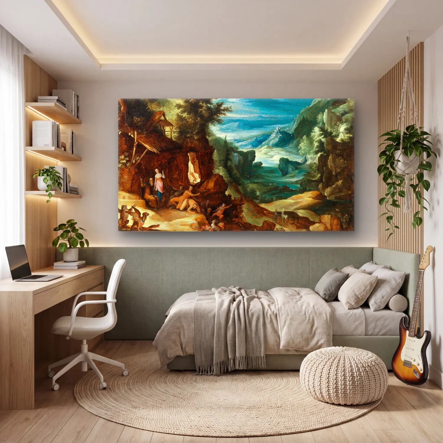 Paul Bril – Landscape with the Temptation of Saint Anthony cam tablo — genç odasında