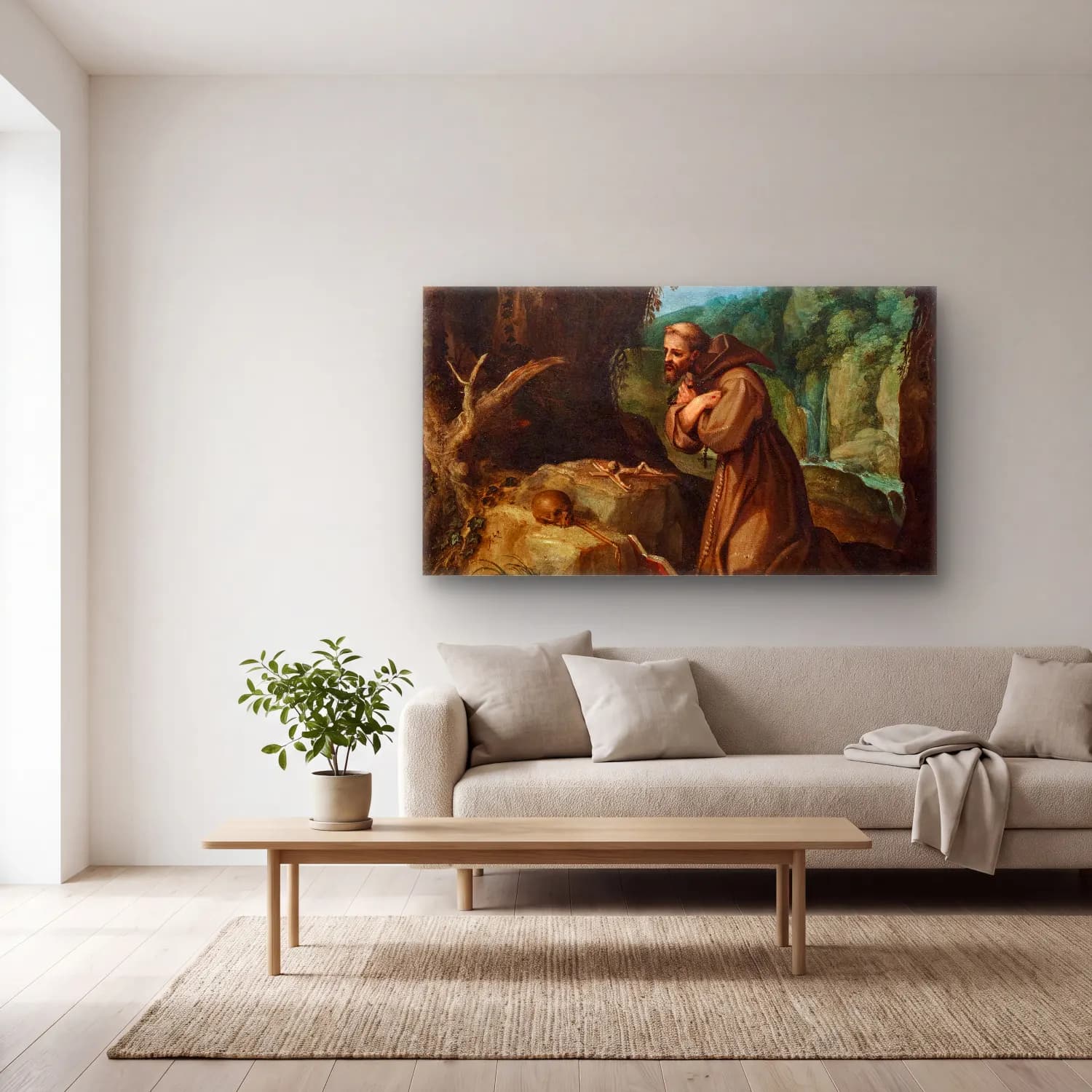 Paul Bril – Saint Francis of Assisi in meditation cam tablo — açık renk salonda