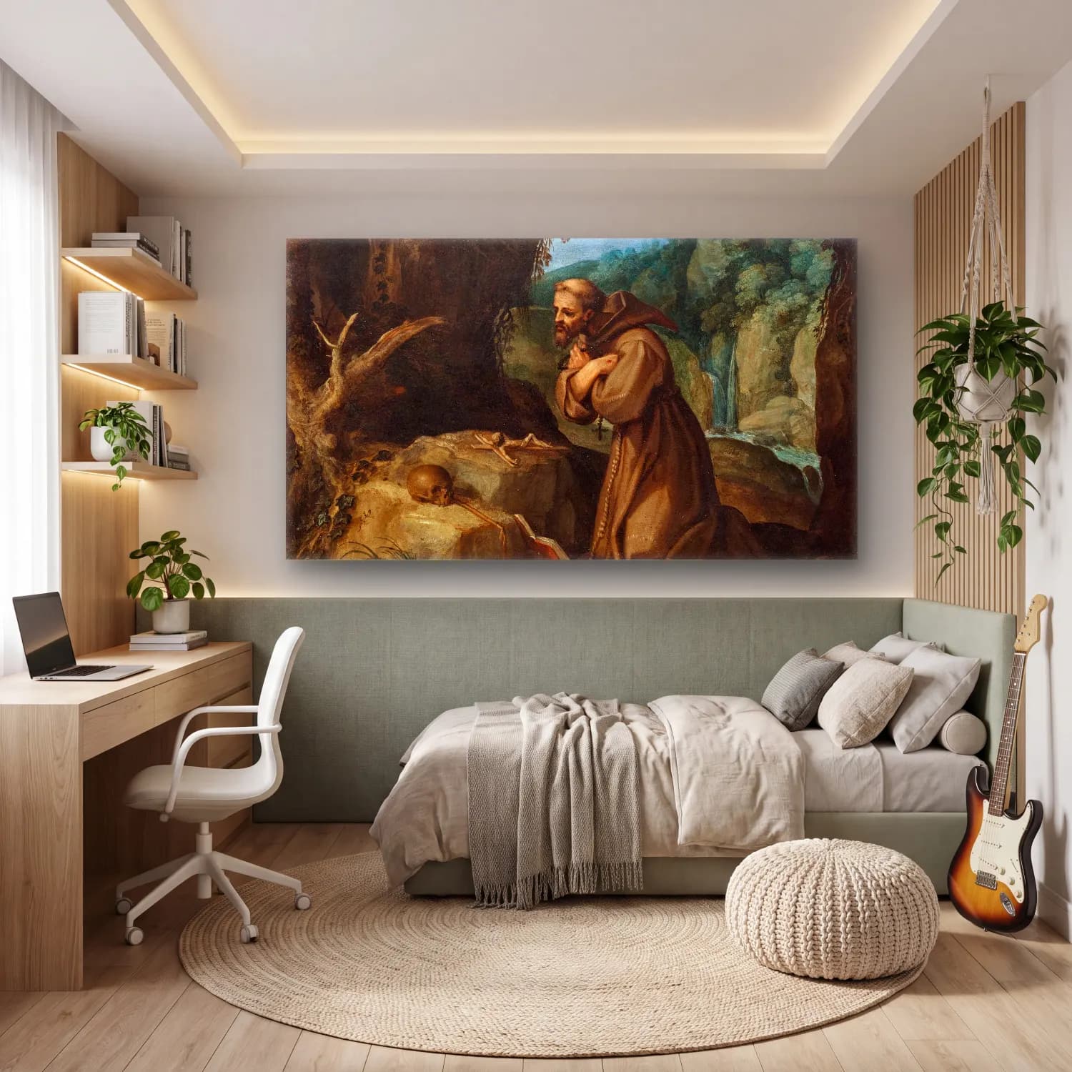 Paul Bril – Saint Francis of Assisi in meditation cam tablo — genç odasında