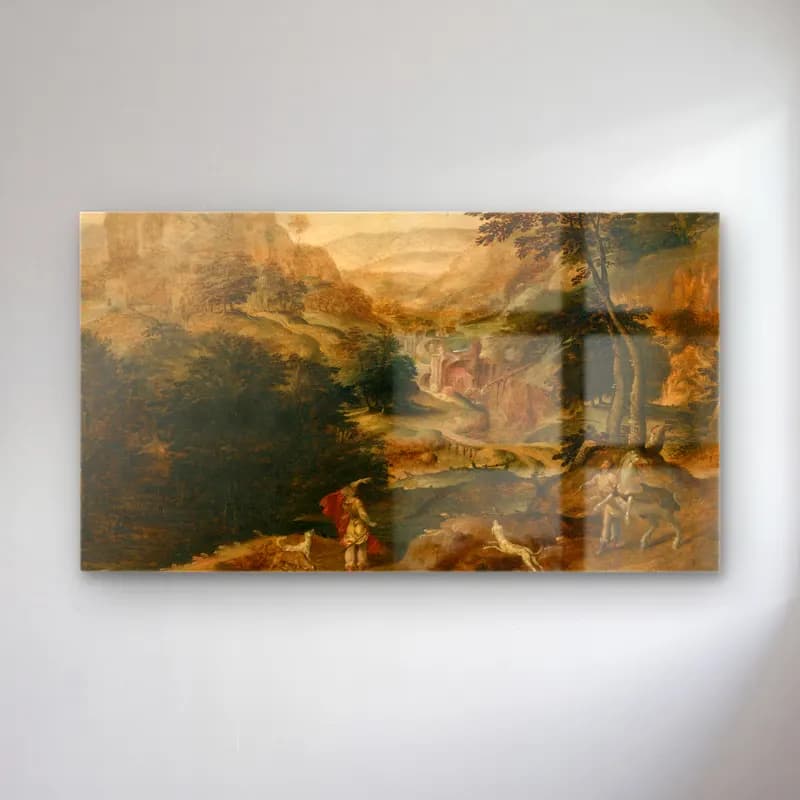 Paul Bril – The Rape of Ganymede cam tablo — Paul Bril – The Rape of Ganymede — yağlı boya mitolojik sahne