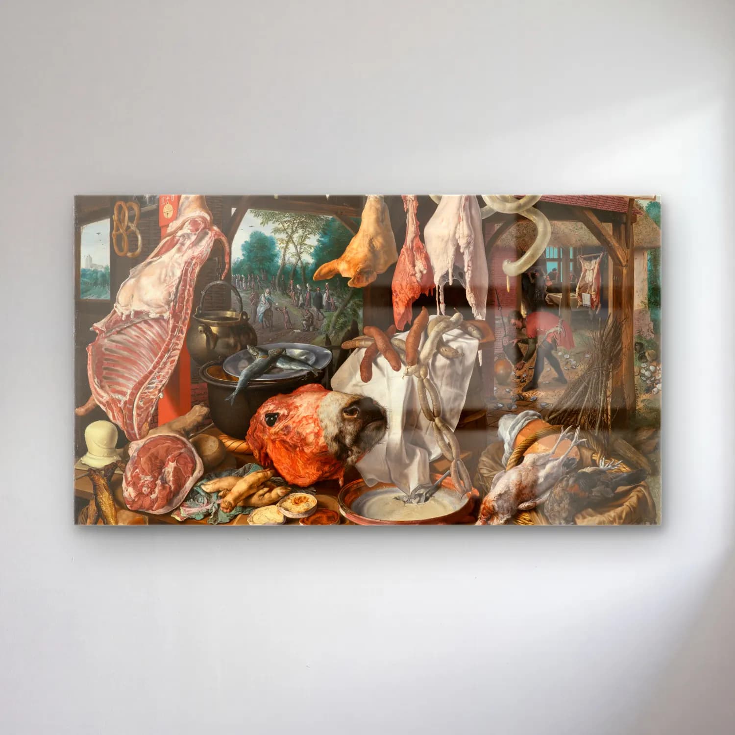 Pieter Aertsen – A Meat Stall with the Holy Family Giving Alms (The… cam tablo — Pieter Aertsen – A Meat Stall with the Holy Family Giving Alms (The… — yağlı boya mitolojik sahne