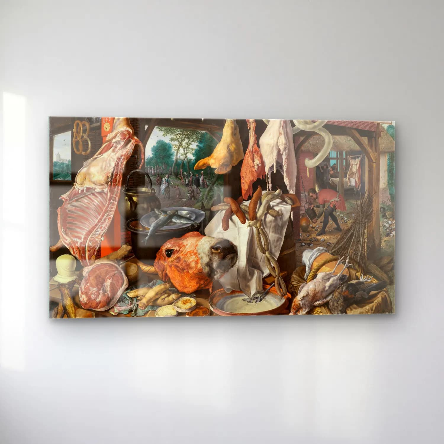 Pieter Aertsen – A Meat Stall with the Holy Family Giving Alms (The… cam tablo — sol açıdan görünüm
