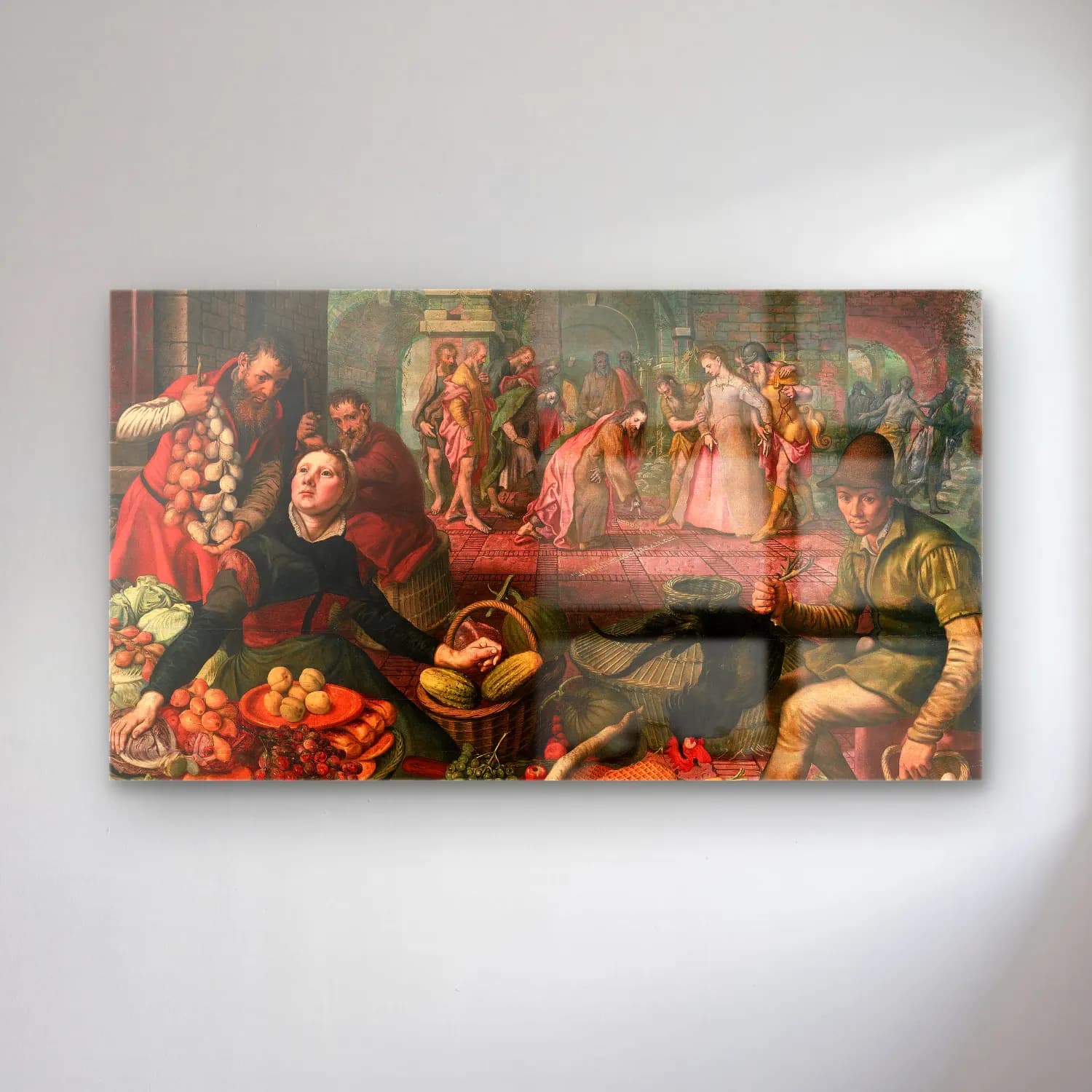 Pieter Aertsen – Christ and the Woman taken in Adultery cam tablo — Pieter Aertsen – Christ and the Woman taken in Adultery — vintage dini sahne
