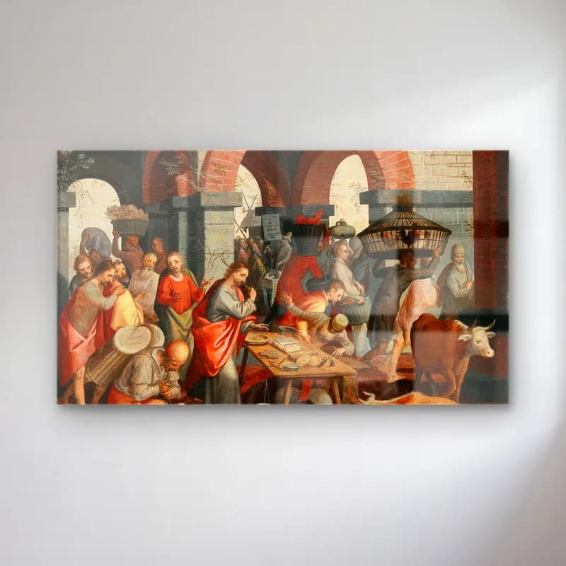 Pieter Aertsen – Christian deeds of mercy (Matthew 25 35-36) cam tablo — Pieter Aertsen – Christian deeds of mercy (Matthew 25 35-36) — yağlı boya dini sahne