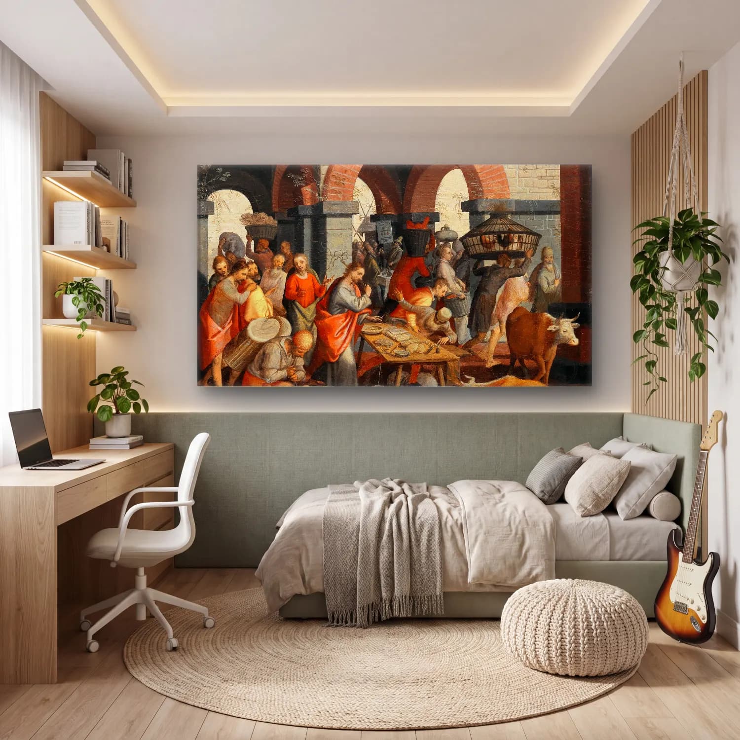 Pieter Aertsen – Christian deeds of mercy (Matthew 25 35-36) cam tablo — genç odasında
